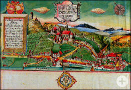 Kolorierte Stadtansicht von 1787