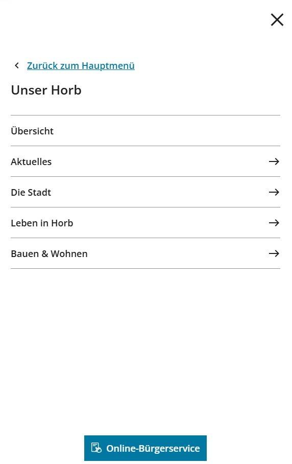 Menü offen - Unser Horb