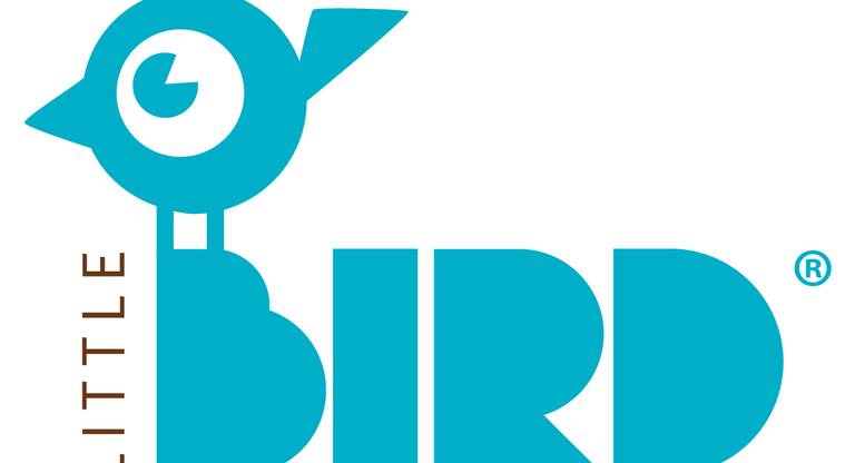 Logo der Firma Little Bird mit stilisiertem blauen Vogel und Schriftzug.