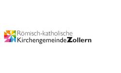 Das Bild zeigt ein Logo mit einem stilisierten Kreuz in einem roten und gelben Sternform sowie dem Text "Römisch-Katholische Kirchengemeinde Empfingen-Dießener Tal."
