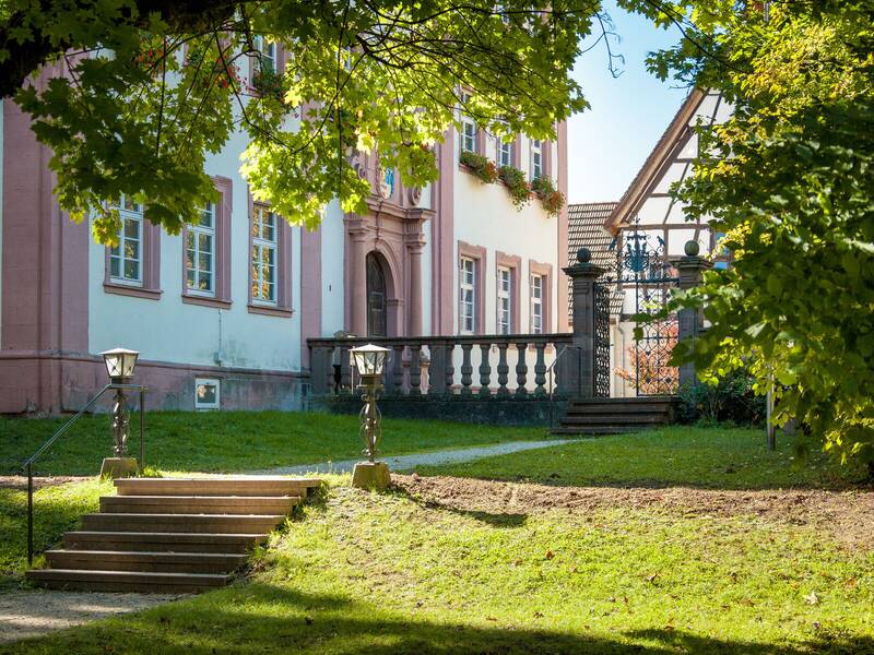 Ein Weg in Richtung des eingangs zum Schloss Dettingen